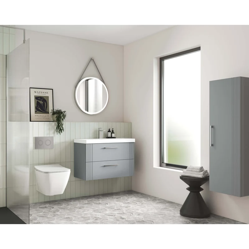 Nuie Deco 800 x 383mm Wall Hung Vanity Unit With 1 Drawer & Ceramic Basin