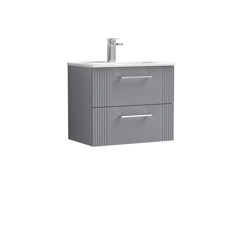 Nuie Deco 600 x 383mm Wall Hung Vanity Unit With 2 Drawers & Ceramic Basin