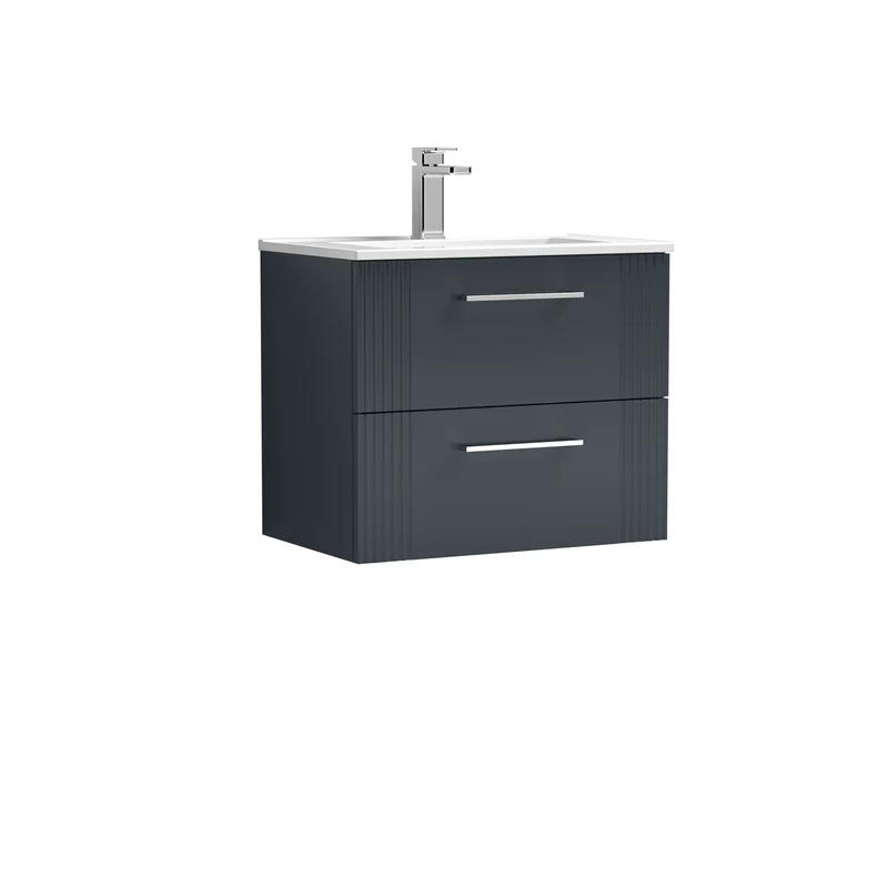 Nuie Deco 600 x 383mm Wall Hung Vanity Unit With 2 Drawers & Ceramic Basin