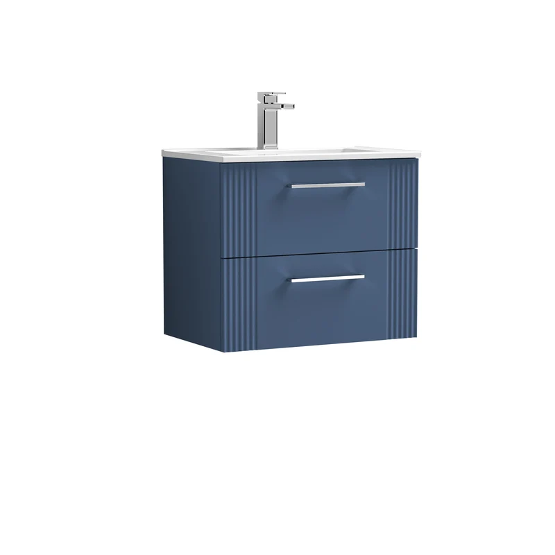 Nuie Deco 600 x 383mm Wall Hung Vanity Unit With 2 Drawers & Ceramic Basin