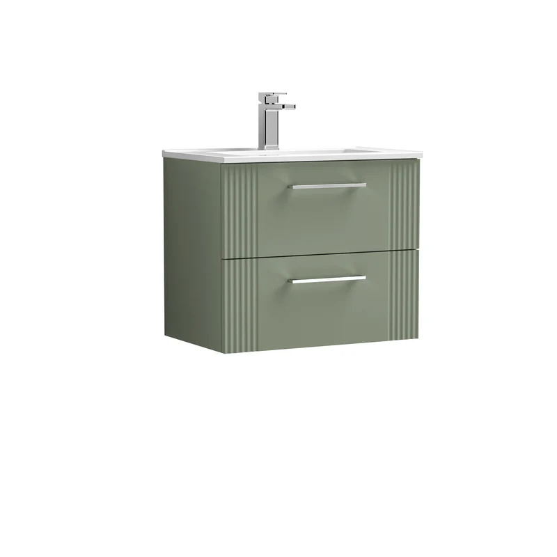 Nuie Deco 600 x 383mm Wall Hung Vanity Unit With 2 Drawers & Ceramic Basin