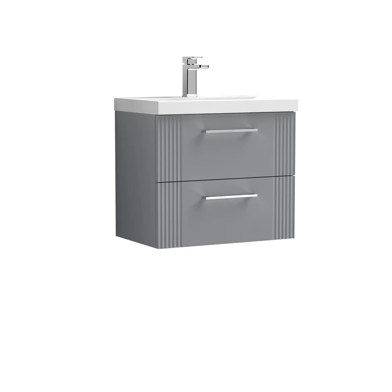 Nuie Deco 600 x 383mm Wall Hung Vanity Unit With 2 Drawers & Ceramic Basin