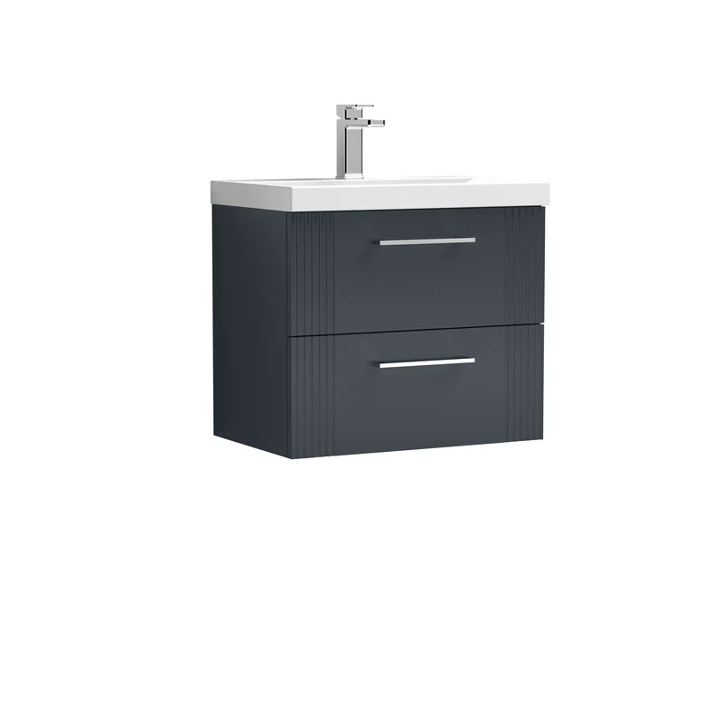Nuie Deco 600 x 383mm Wall Hung Vanity Unit With 2 Drawers & Ceramic Basin