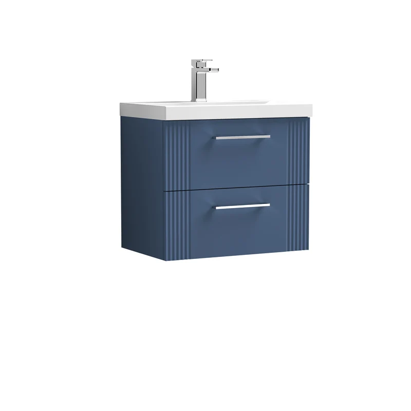Nuie Deco 600 x 383mm Wall Hung Vanity Unit With 2 Drawers & Ceramic Basin