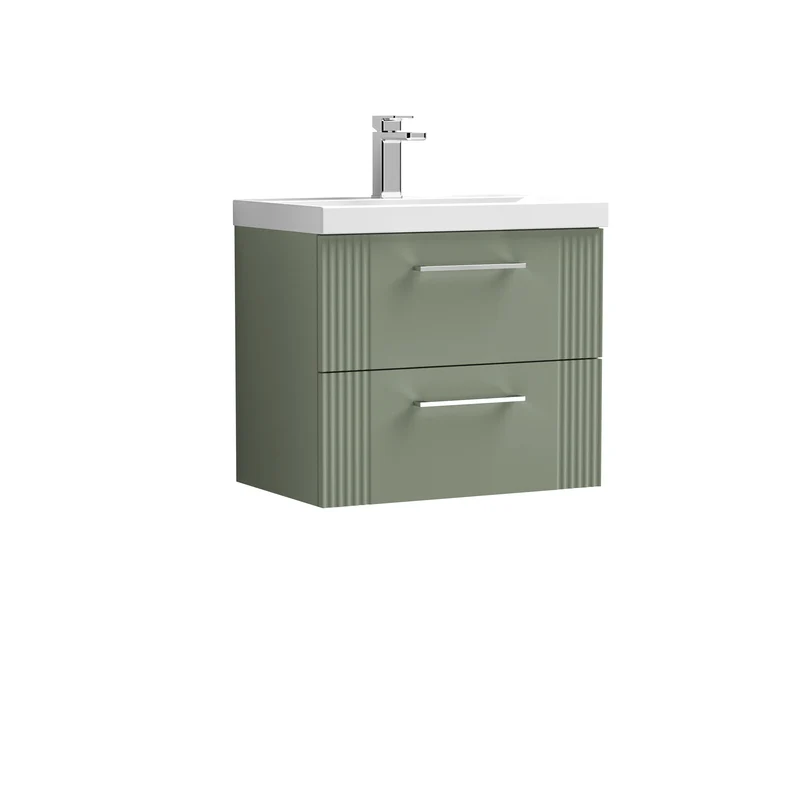 Nuie Deco 600 x 383mm Wall Hung Vanity Unit With 2 Drawers & Ceramic Basin