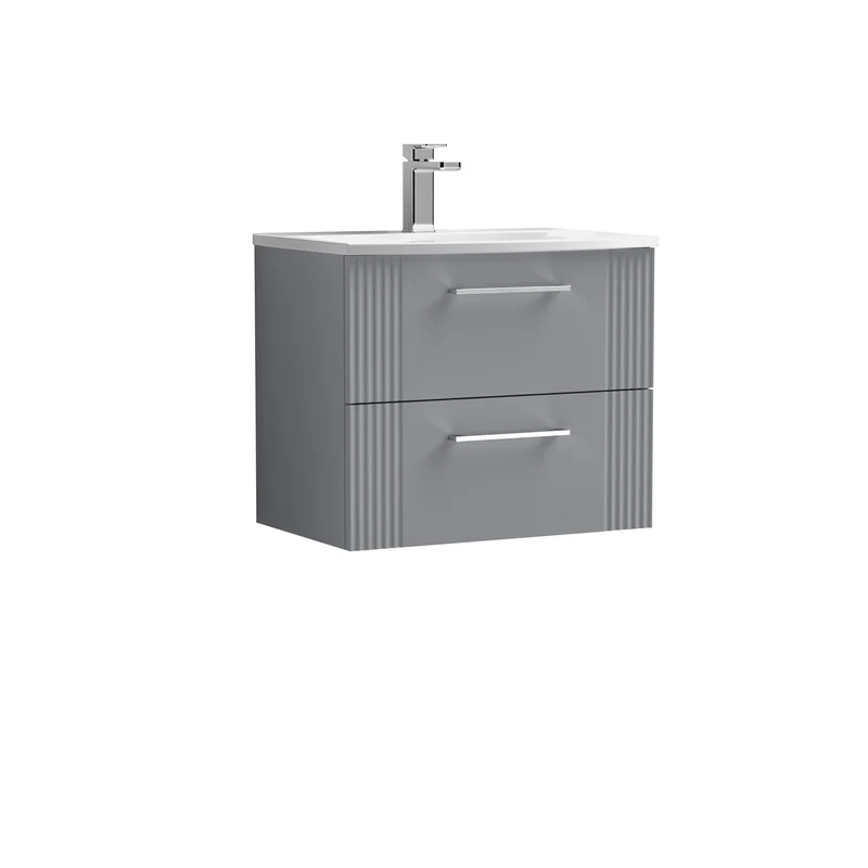 Nuie Deco 600 x 383mm Wall Hung Vanity Unit With 2 Drawers & Ceramic Basin