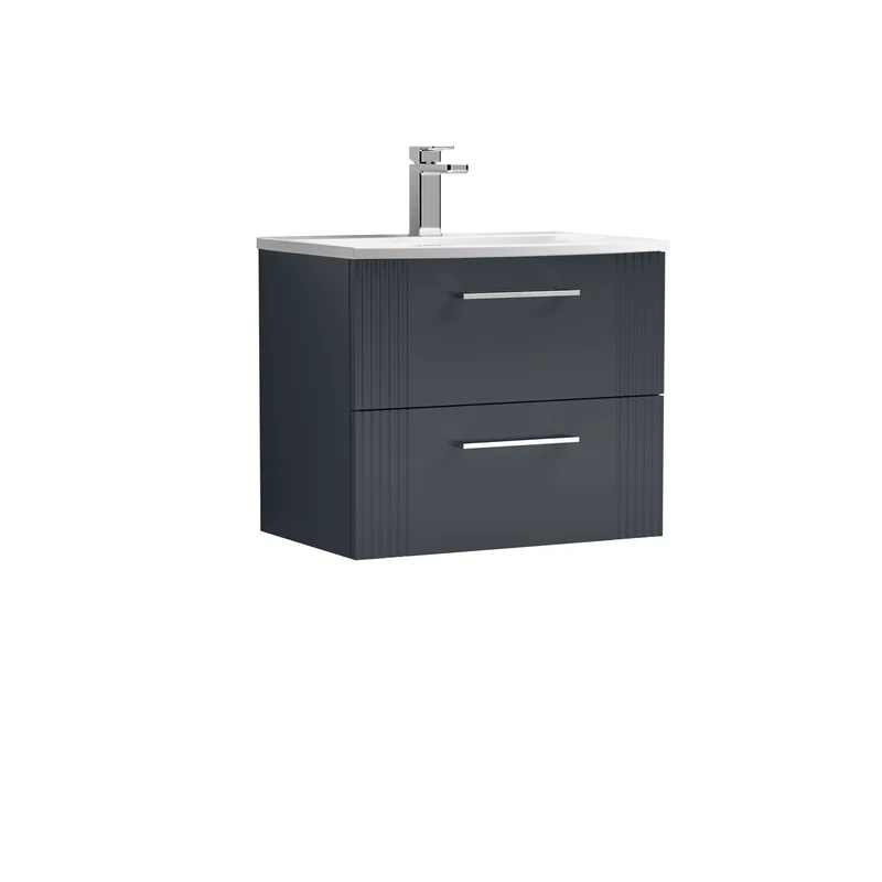 Nuie Deco 600 x 383mm Wall Hung Vanity Unit With 2 Drawers & Ceramic Basin