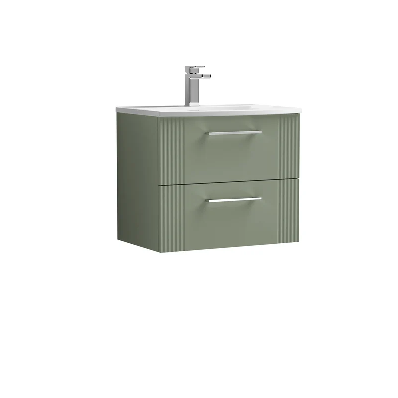 Nuie Deco 600 x 383mm Wall Hung Vanity Unit With 2 Drawers & Ceramic Basin