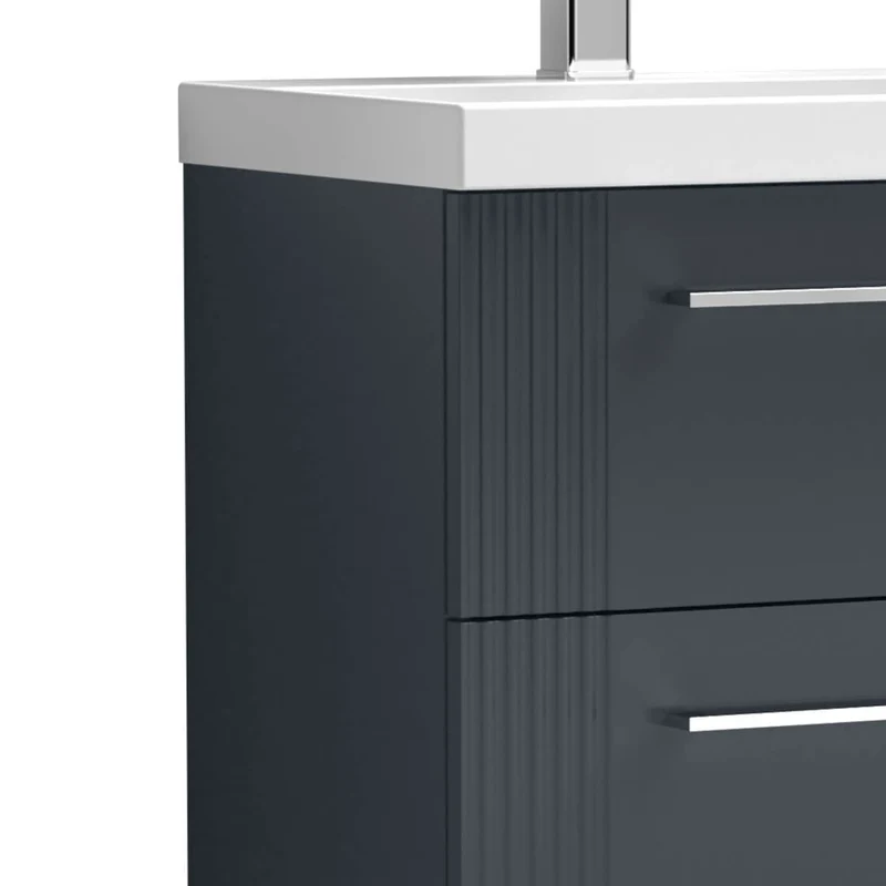 Nuie Deco 600 x 383mm Wall Hung Vanity Unit With 2 Drawers & Ceramic Basin