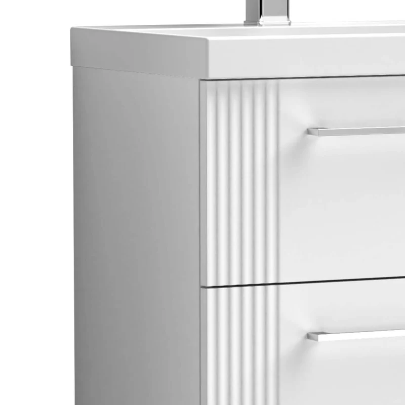 Nuie Deco 600 x 383mm Wall Hung Vanity Unit With 2 Drawers & Ceramic Basin