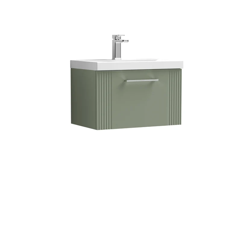 Nuie Deco 600 x 383mm Wall Hung Vanity Unit With 1 Drawer & Ceramic Basin