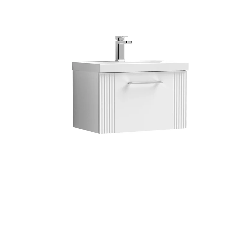 Nuie Deco 600 x 383mm Wall Hung Vanity Unit With 1 Drawer & Ceramic Basin