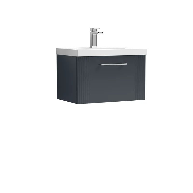 Nuie Deco 600 x 383mm Wall Hung Vanity Unit With 1 Drawer & Ceramic Basin