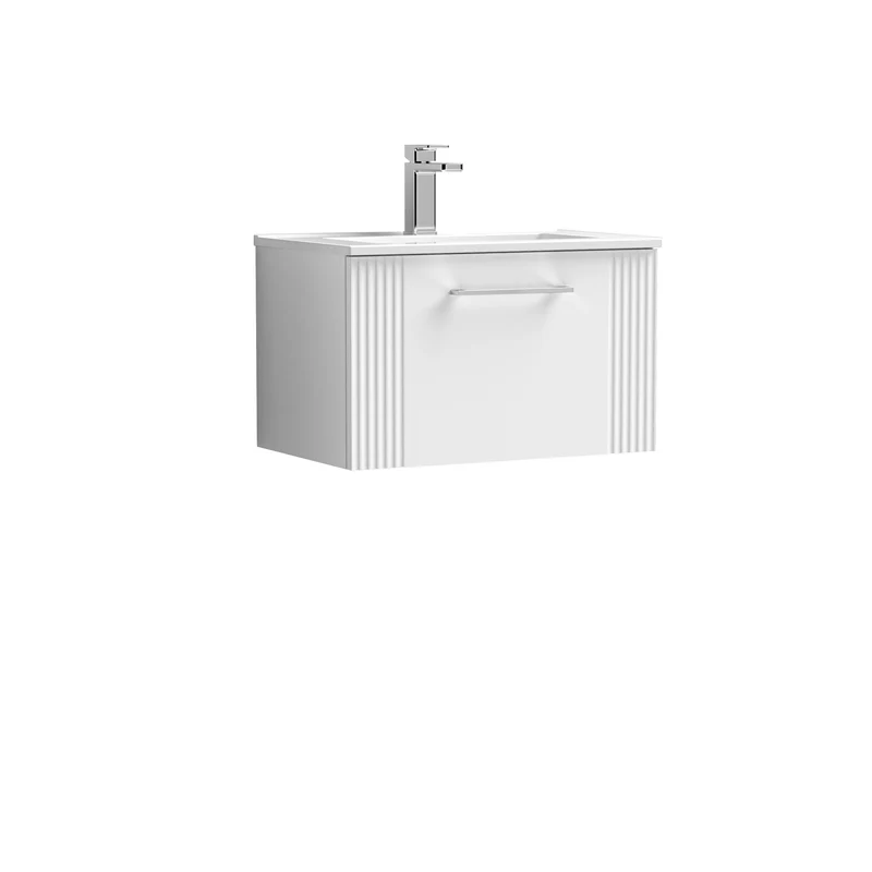 Nuie Deco 600 x 383mm Wall Hung Vanity Unit With 1 Drawer & Ceramic Basin
