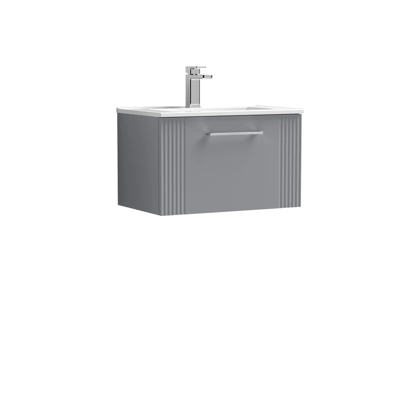 Nuie Deco 600 x 383mm Wall Hung Vanity Unit With 1 Drawer & Ceramic Basin