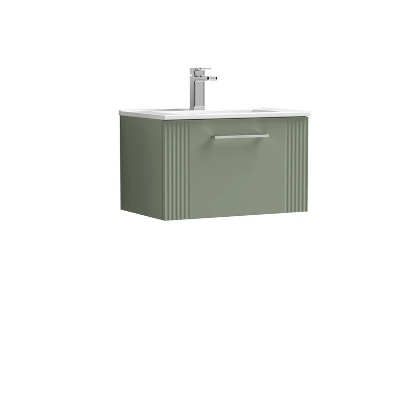 Nuie Deco 600 x 383mm Wall Hung Vanity Unit With 1 Drawer & Ceramic Basin