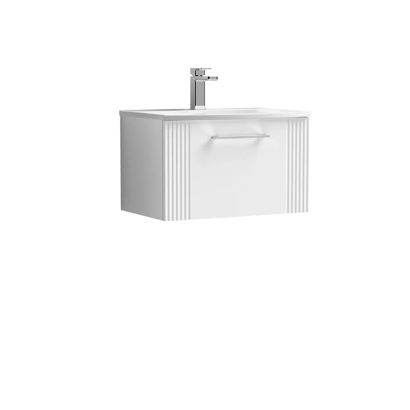 Nuie Deco 600 x 383mm Wall Hung Vanity Unit With 1 Drawer & Ceramic Basin
