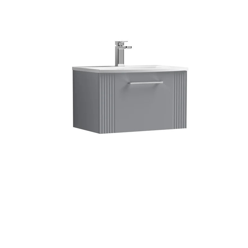 Nuie Deco 600 x 383mm Wall Hung Vanity Unit With 1 Drawer & Ceramic Basin