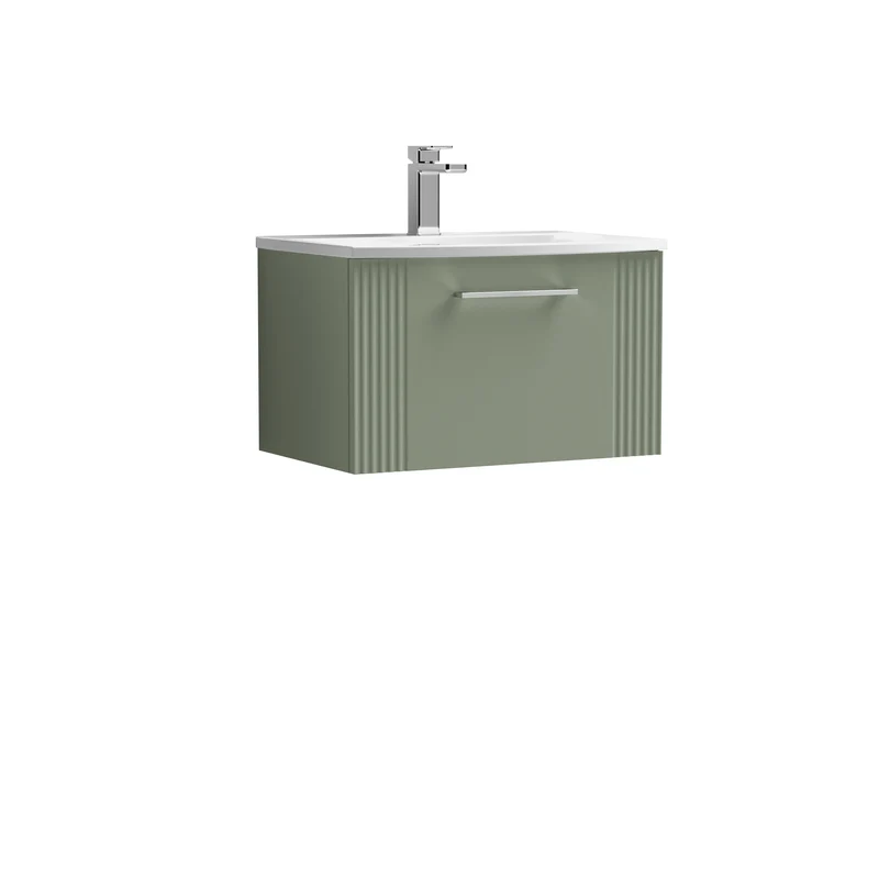 Nuie Deco 600 x 383mm Wall Hung Vanity Unit With 1 Drawer & Ceramic Basin