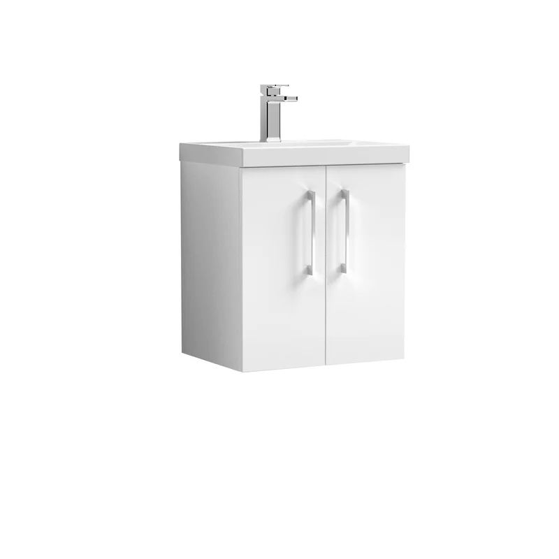 Lana 500mm Wall Hung 2 Door Vanity Unit & Basin - Gloss White