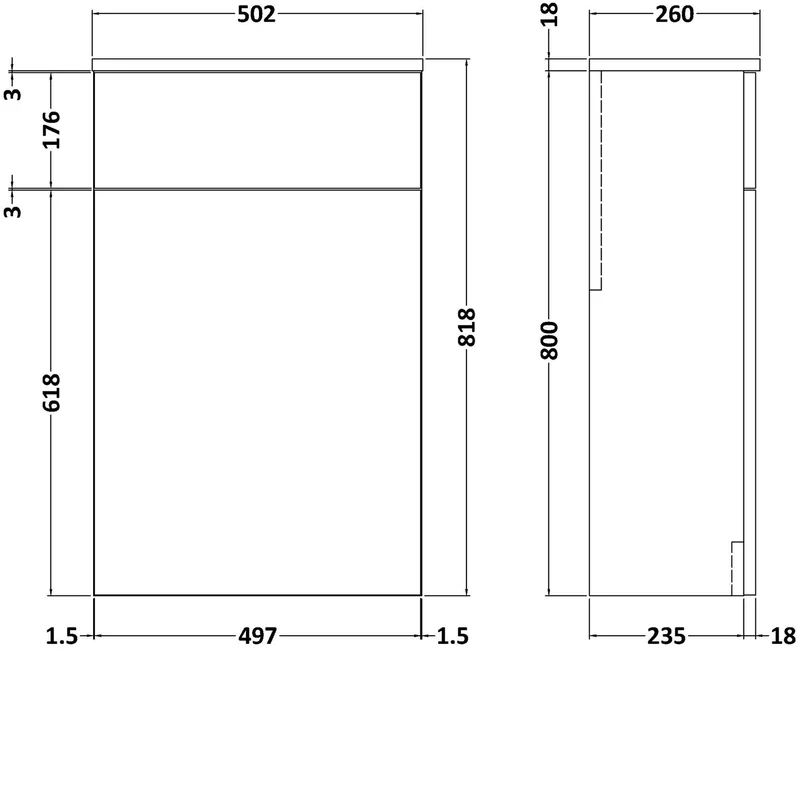 Lana 500mm Toilet Unit