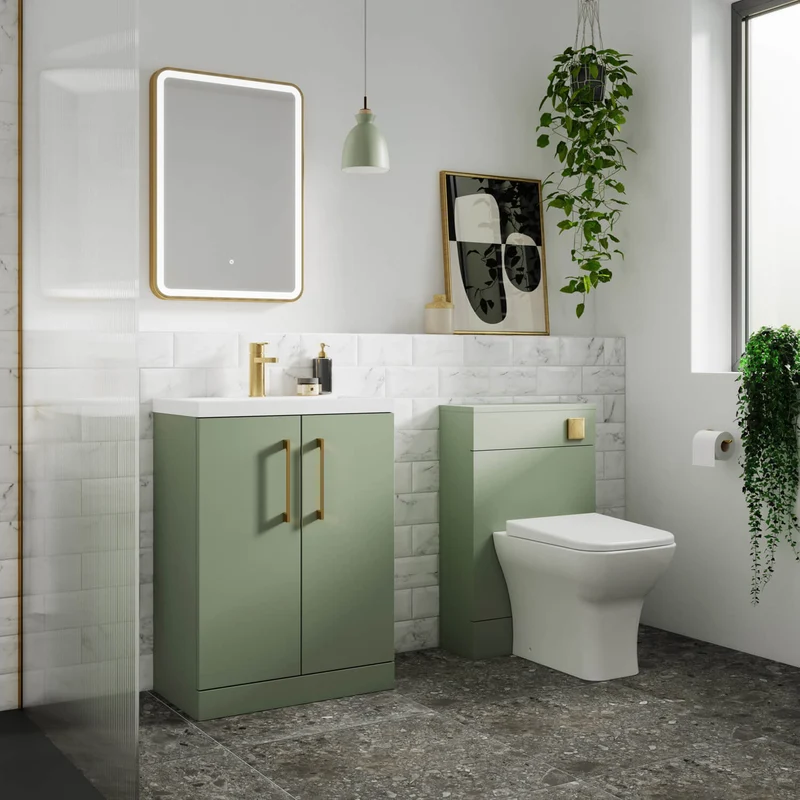 Lana Compact 600 x 353mm Floor Standing Vanity Unit With 2 Doors & Basin