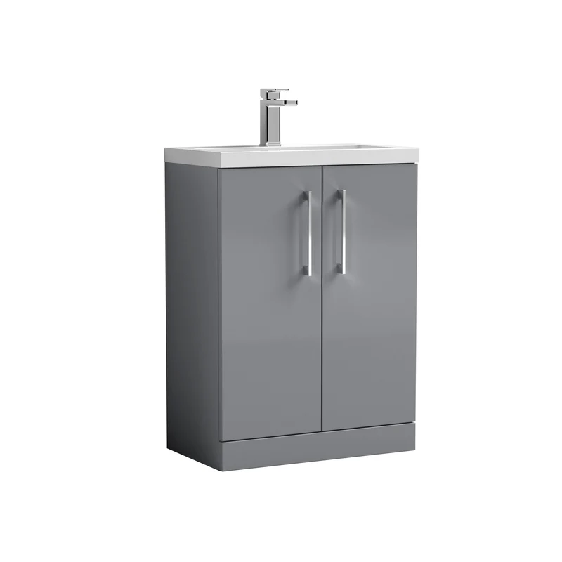 Lana Compact 600 x 353mm Floor Standing Vanity Unit With 2 Doors & Basin