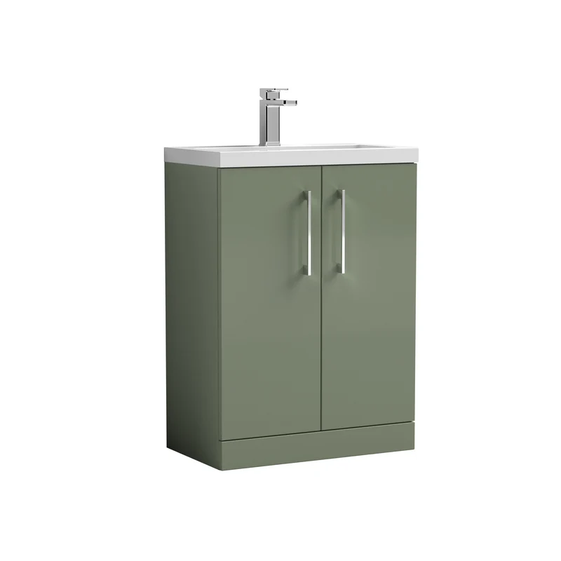 Lana Compact 600 x 353mm Floor Standing Vanity Unit With 2 Doors & Basin