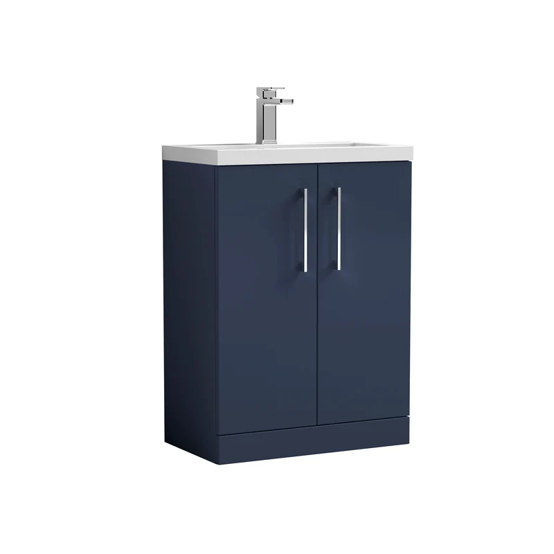 Lana Compact 600 x 353mm Floor Standing Vanity Unit With 2 Doors & Basin