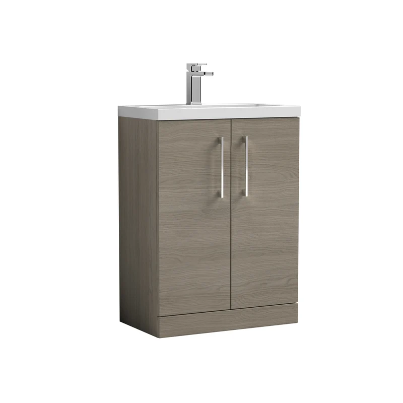 Lana Compact 600 x 353mm Floor Standing Vanity Unit With 2 Doors & Basin