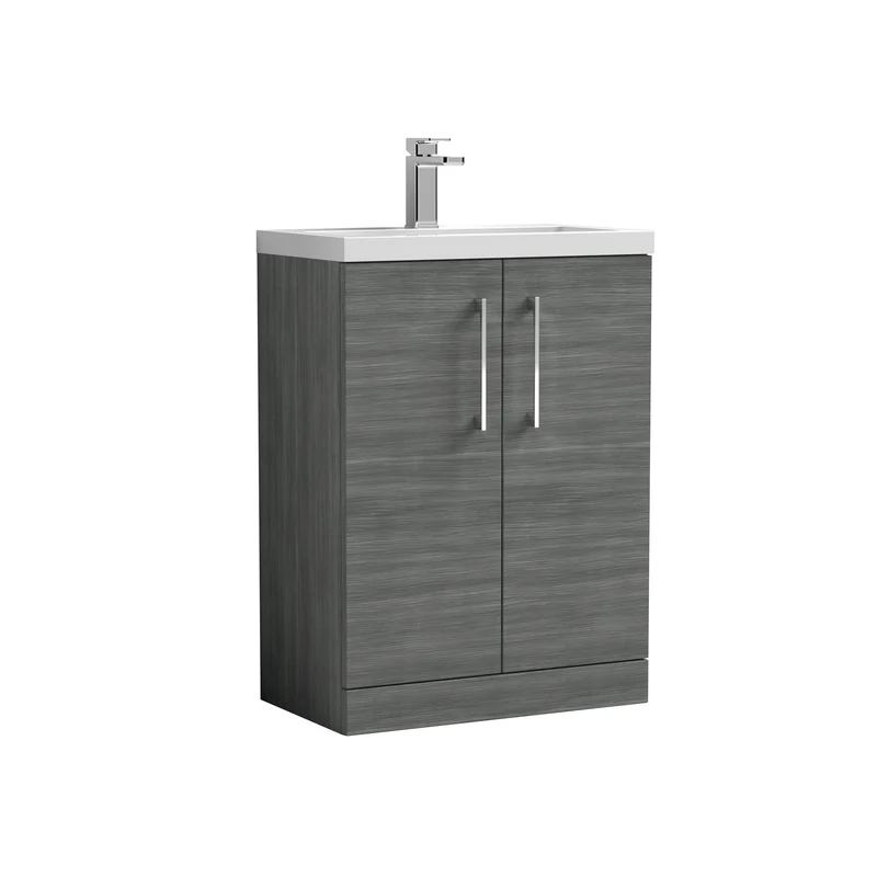 Lana Compact 600 x 353mm Floor Standing Vanity Unit With 2 Doors & Basin