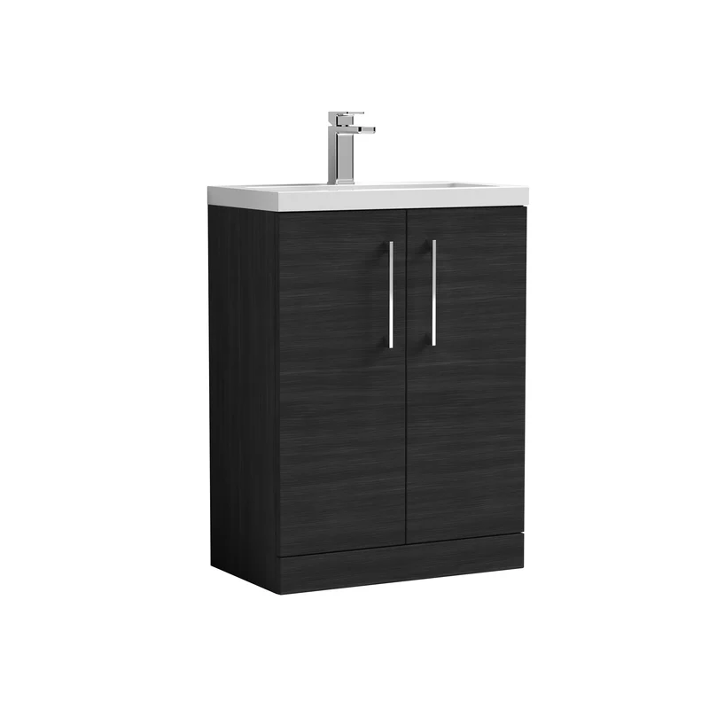 Lana Compact 600 x 353mm Floor Standing Vanity Unit With 2 Doors & Basin