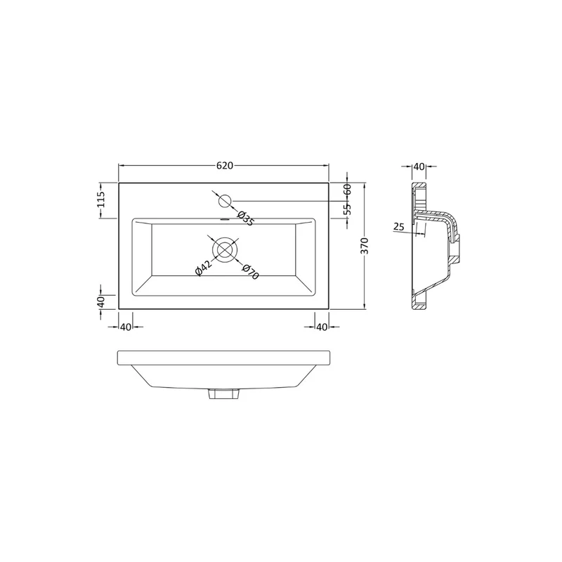 Lana Compact 600 x 353mm Floor Standing Vanity Unit With 2 Doors & Basin