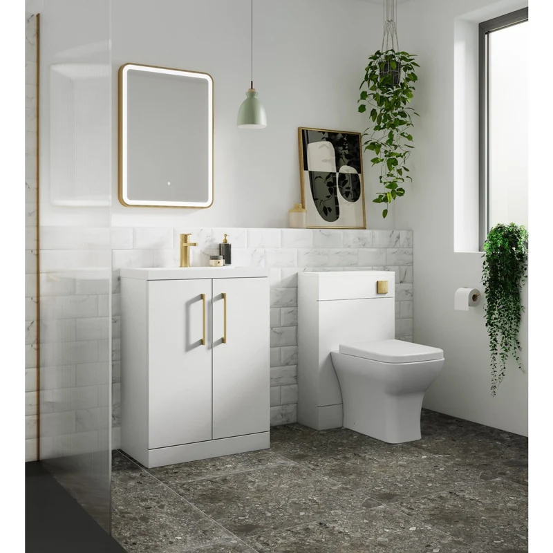 Lana Compact 500 x 353mm Floor Standing Vanity Unit With 2 Doors & Basin