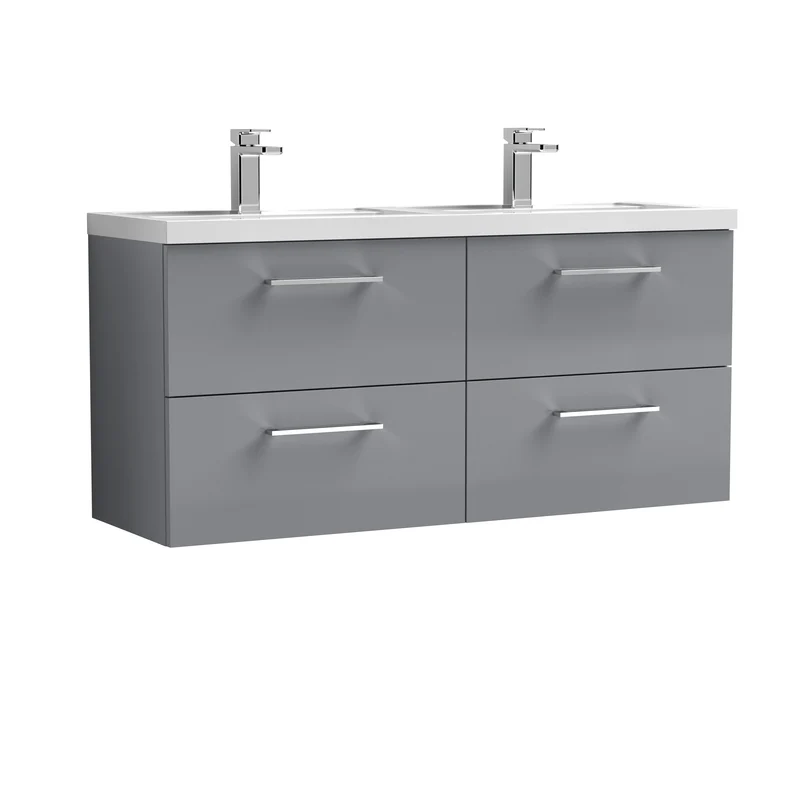 Lana 1200 x 383mm Wall Hung Vanity Unit With 4 Drawers & Twin Basin