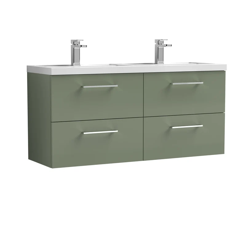 Lana 1200 x 383mm Wall Hung Vanity Unit With 4 Drawers & Twin Basin