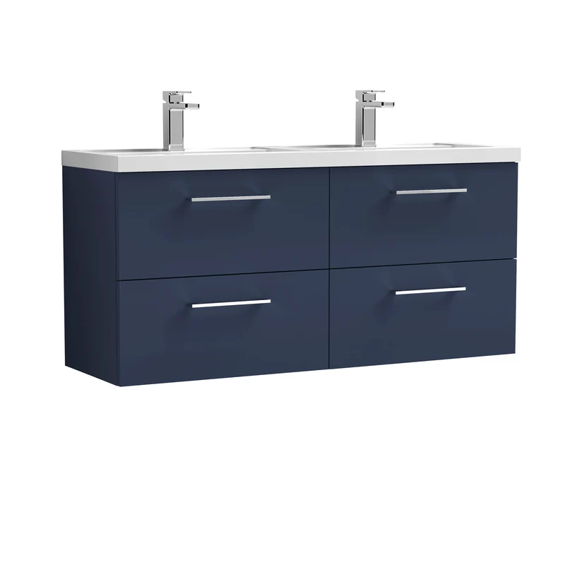 Lana 1200 x 383mm Wall Hung Vanity Unit With 4 Drawers & Twin Basin