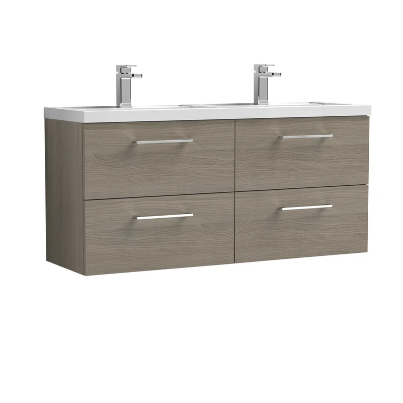Lana 1200 x 383mm Wall Hung Vanity Unit With 4 Drawers & Twin Basin