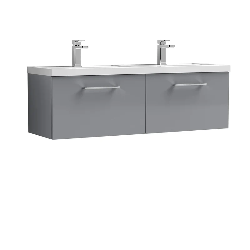 Lana 1200 x 383mm Wall Hung Vanity Unit With 2 Drawers & Twin Basin