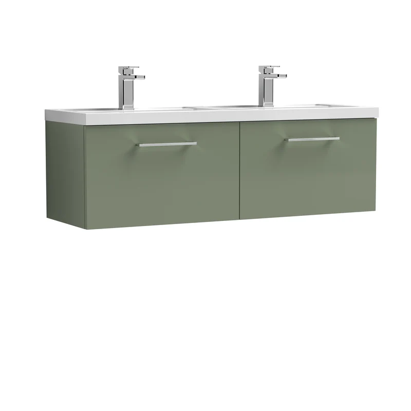 Lana 1200 x 383mm Wall Hung Vanity Unit With 2 Drawers & Twin Basin