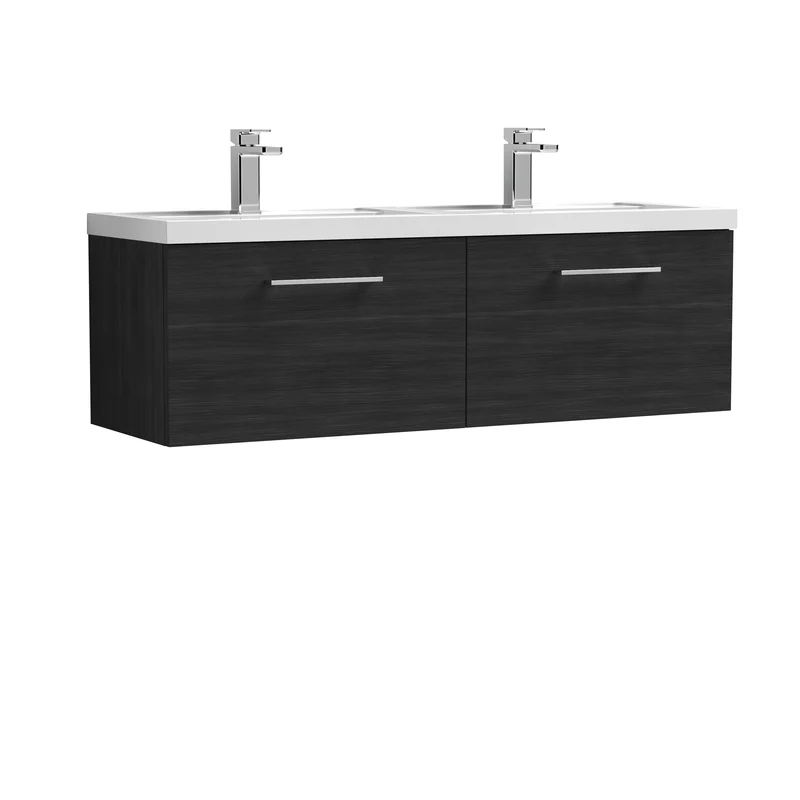 Lana 1200 x 383mm Wall Hung Vanity Unit With 2 Drawers & Twin Basin