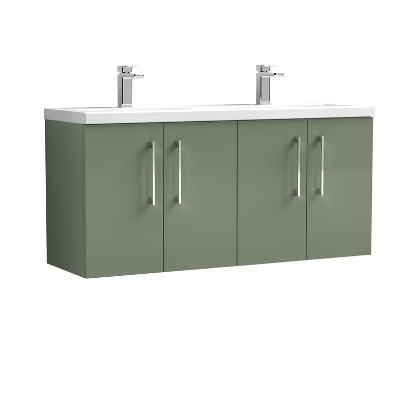 Lana 1200 x 383mm Wall Hung Vanity Unit With 4 Doors & Twin Basin