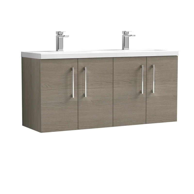 Lana 1200 x 383mm Wall Hung Vanity Unit With 4 Doors & Twin Basin