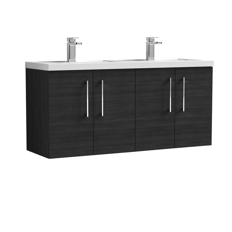 Lana 1200 x 383mm Wall Hung Vanity Unit With 4 Doors & Twin Basin