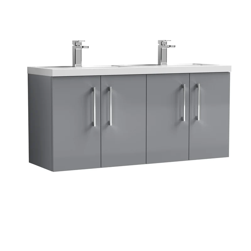 Lana 1200 x 383mm Wall Hung Vanity Unit With 4 Doors & Twin Basin