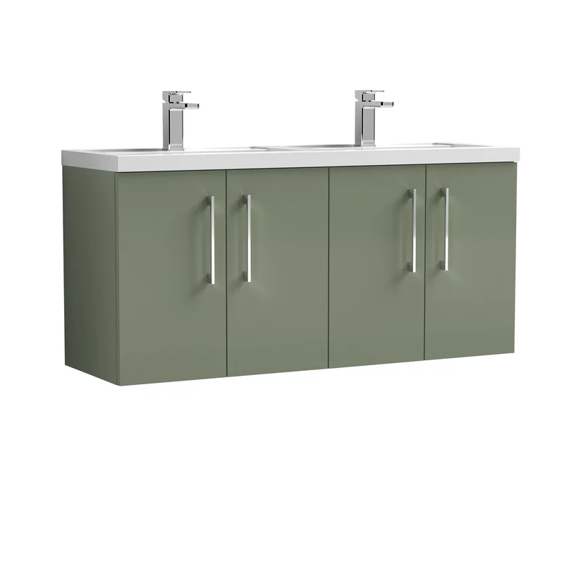 Lana 1200 x 383mm Wall Hung Vanity Unit With 4 Doors & Twin Basin