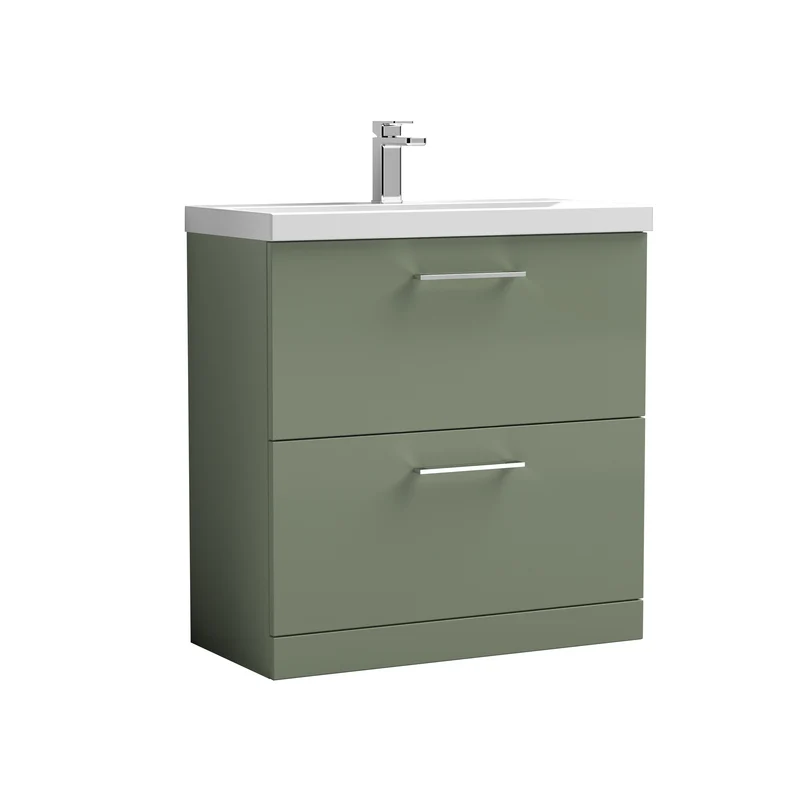 Lana 800 x 383mm Floor Standing Vanity Unit With 2 Drawers & Ceramic Basin