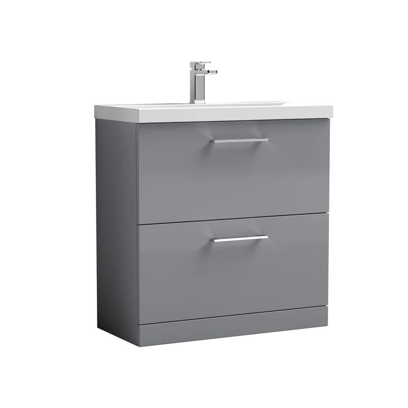 Lana 800 x 383mm Floor Standing Vanity Unit With 2 Drawers & Ceramic Basin