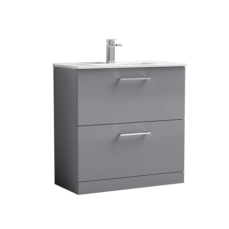 Lana 800 x 383mm Floor Standing Vanity Unit With 2 Drawers & Ceramic Basin
