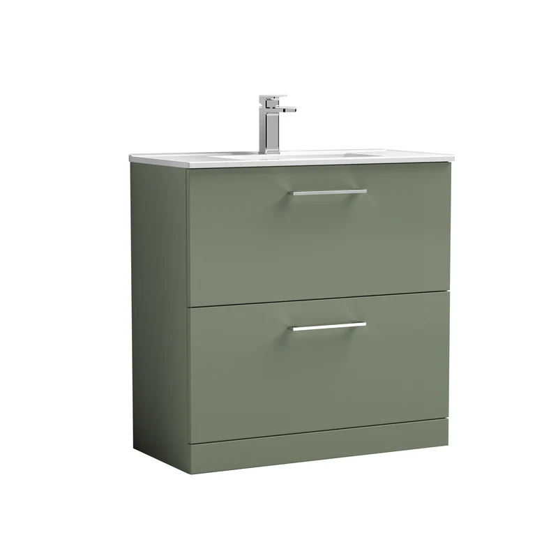 Lana 800 x 383mm Floor Standing Vanity Unit With 2 Drawers & Ceramic Basin